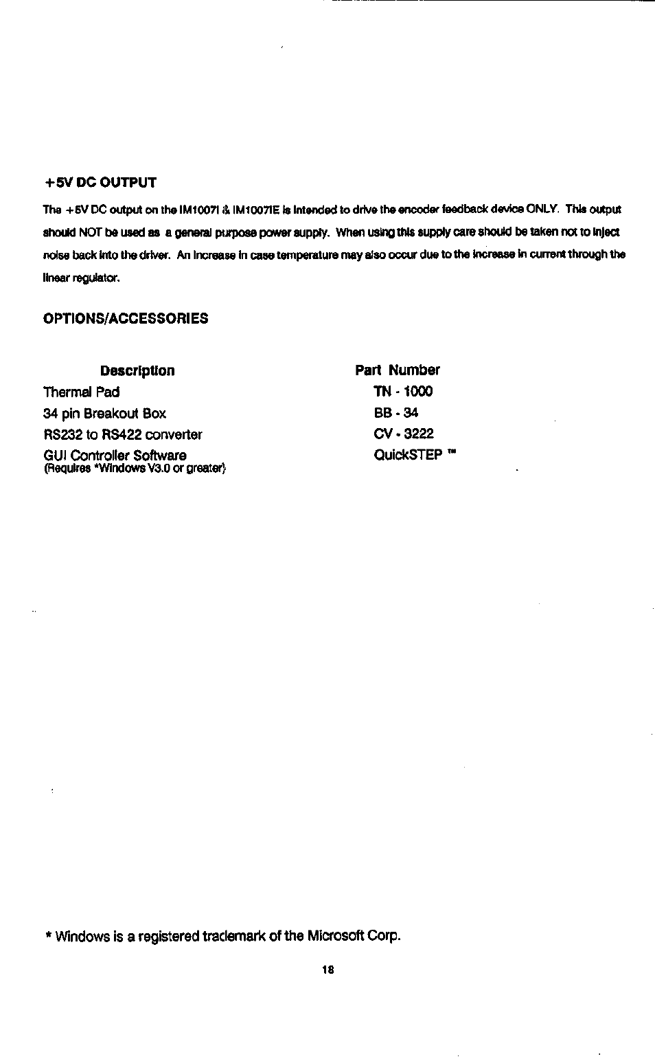 5 vdc output | Intelligent Motion Systems IM1007 I/IE User Manual | Page 23 / 32