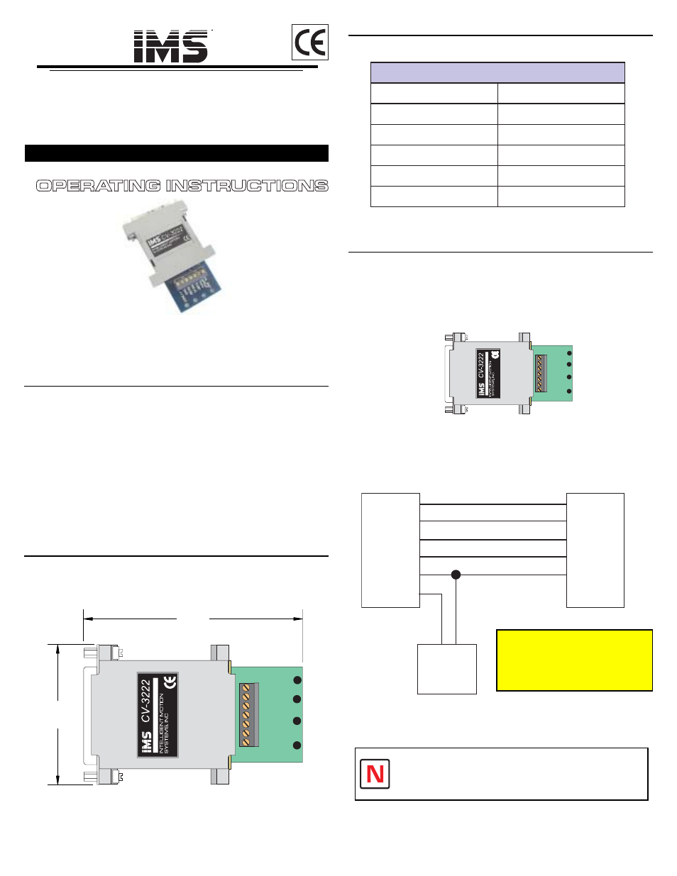 Intelligent Motion Systems RS-232 to RS-422 Converter CV-3222 User Manual | 1 page