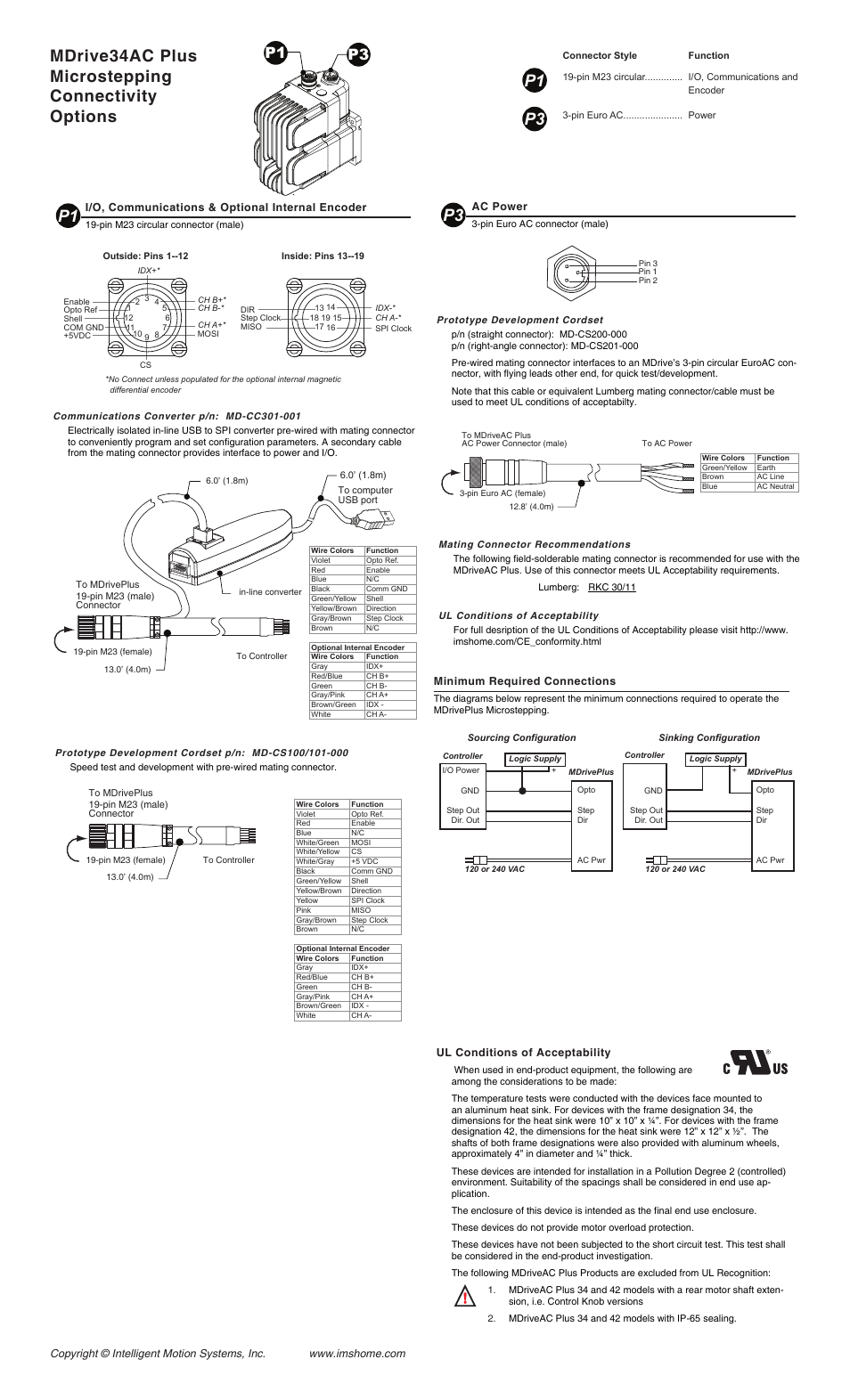 Mdrive34ac plus microstepping connectivity options, P1 p3 | Intelligent Motion Systems MDrive34AC User Manual | Page 2 / 2