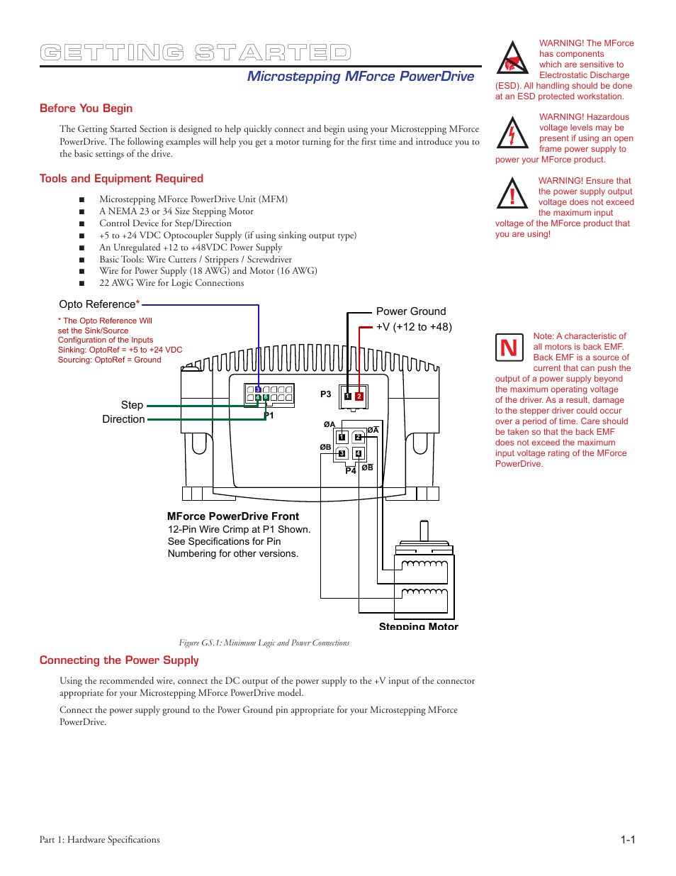 Getting started, Microstepping mforce powerdrive | Intelligent Motion Systems MForce PowerDrive Plus MForce Series Microstepping PowerDrive User Manual | Page 7 / 68