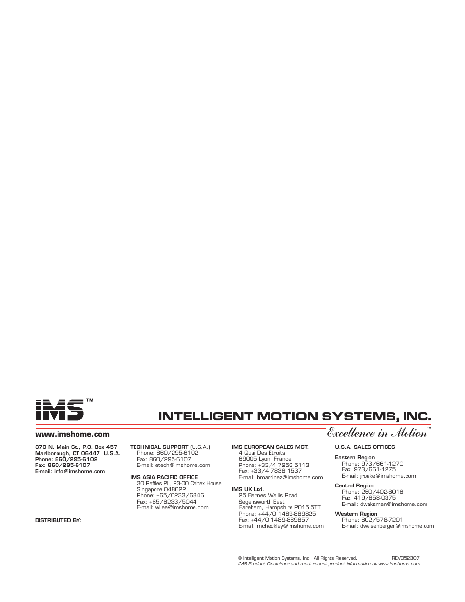 Excellence in motion, Intelligent motion systems, inc | Intelligent Motion Systems Excellence in Motion User Manual | Page 4 / 4