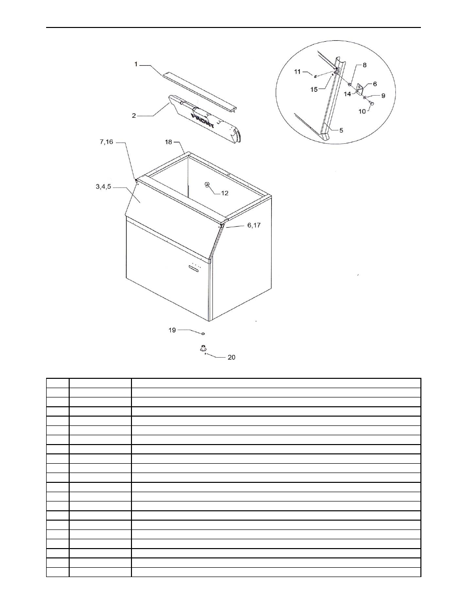 Sheet1, Storage bin b75 bin | Ice-O-Matic CRT125 User Manual | Page 7 / 9