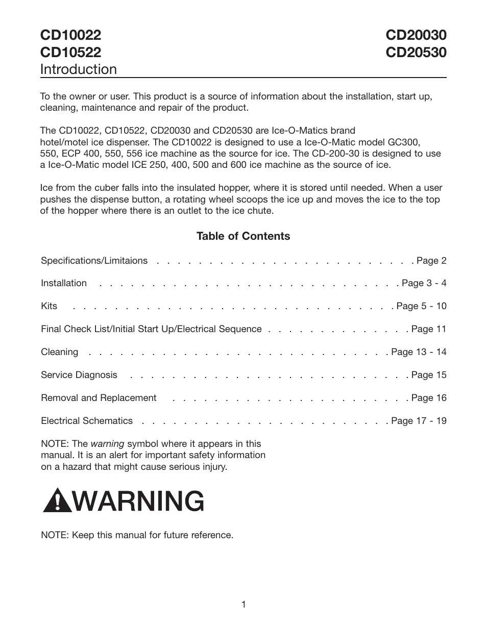 Ice-O-Matic CD20030 CD20530 User Manual | Page 3 / 22