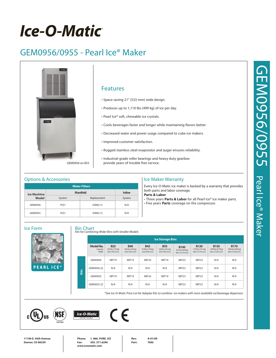 Ice-O-Matic GEM0956/0955 User Manual | 2 pages