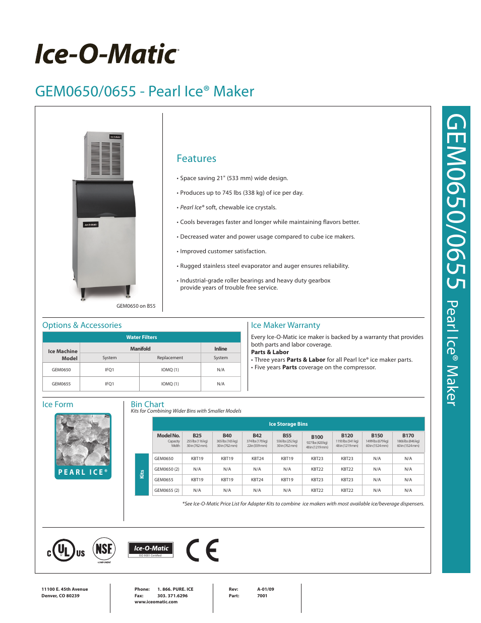 Ice-O-Matic GEM0655 User Manual | 2 pages