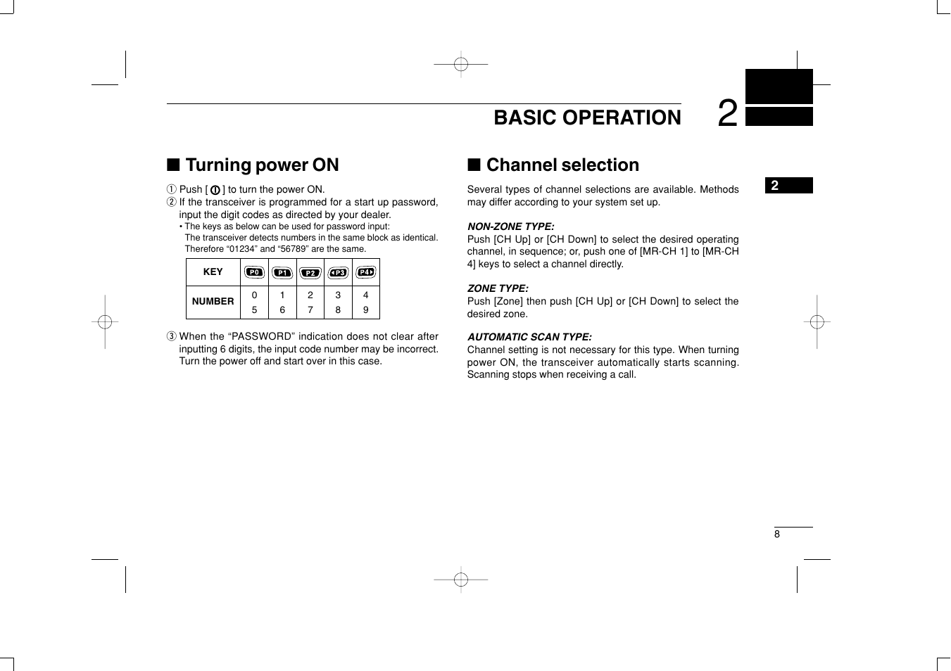 Basic operation, Turning power on, Channel selection | Icom IF6061 User Manual | Page 11 / 24