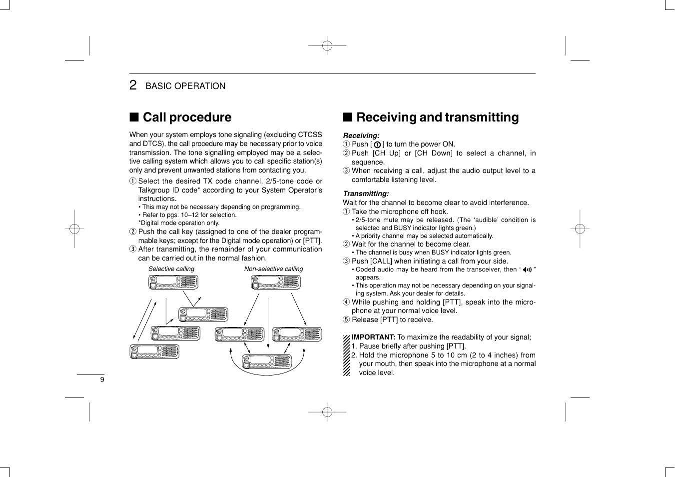 Call procedure, Receiving and transmitting | Icom IF6061 User Manual | Page 12 / 24