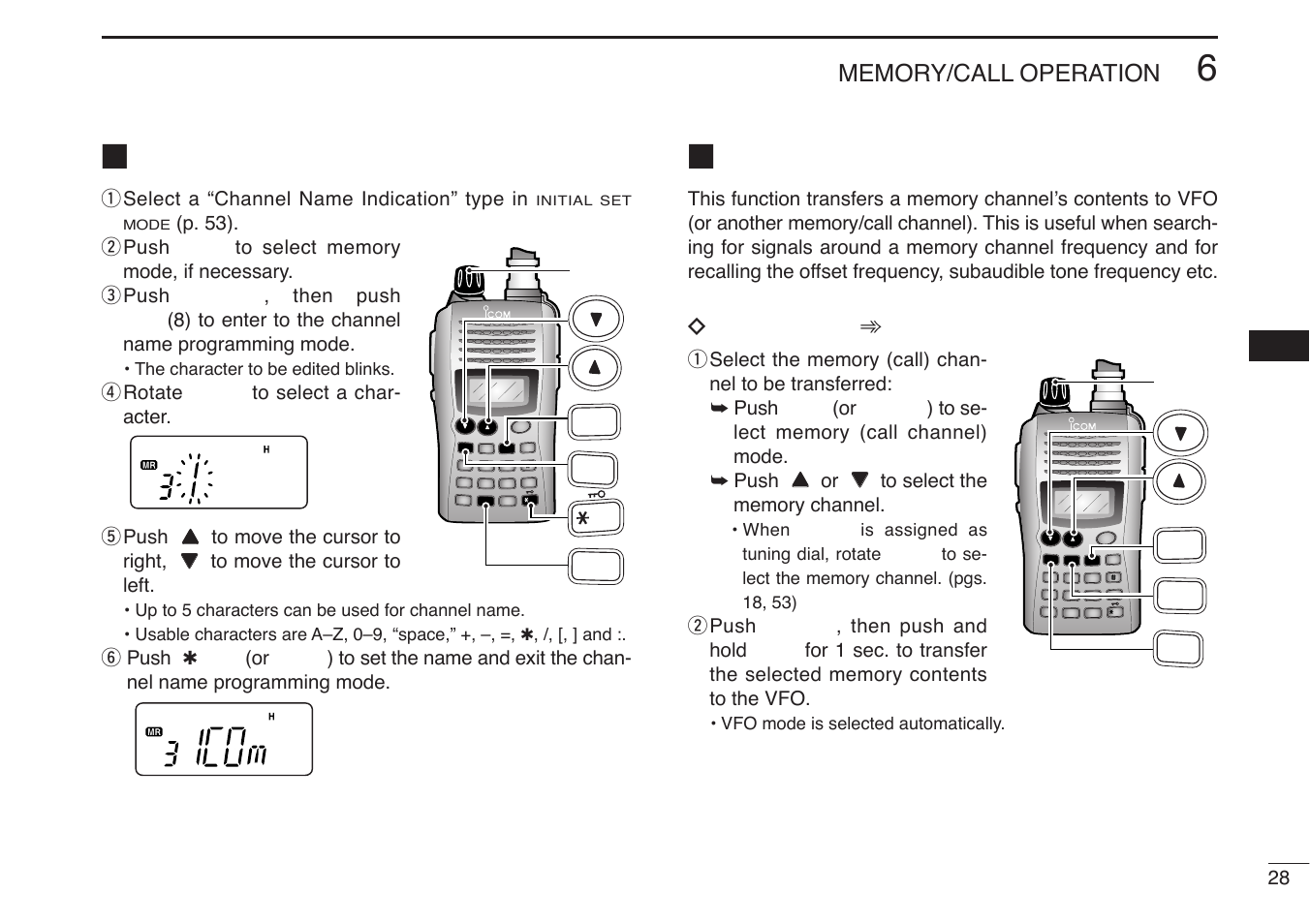 Channel name programming | Icom IC-V85-T User Manual | Page 41 / 80