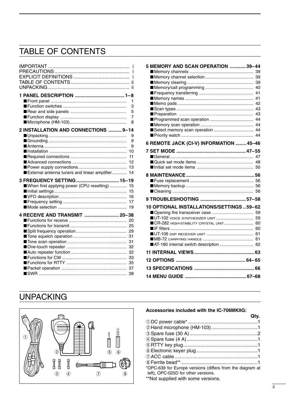 Icom I706MKTMG User Manual | Page 3 / 75