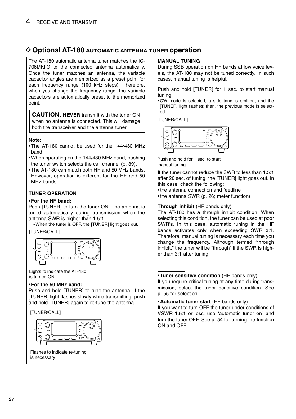 D optional at-180, Operation | Icom I706MKTMG User Manual | Page 30 / 75