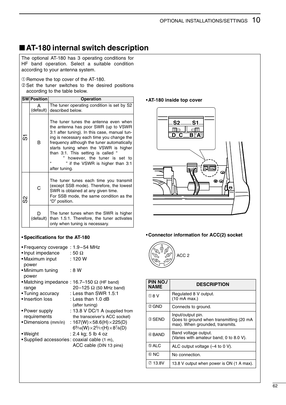 At-180 internal switch description | Icom I706MKTMG User Manual | Page 65 / 75