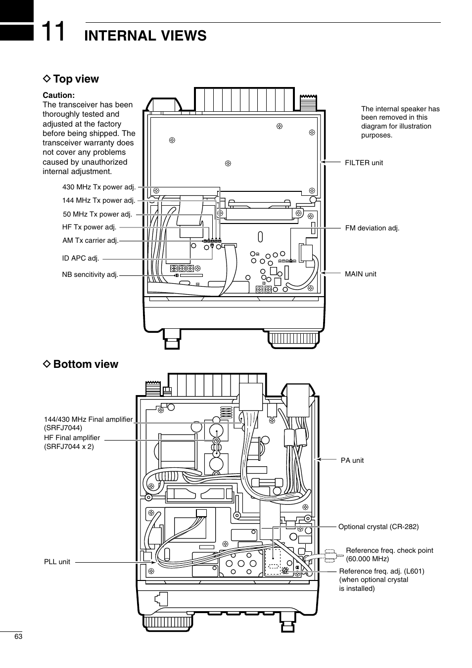 Internal views, D top view d bottom view | Icom I706MKTMG User Manual | Page 66 / 75