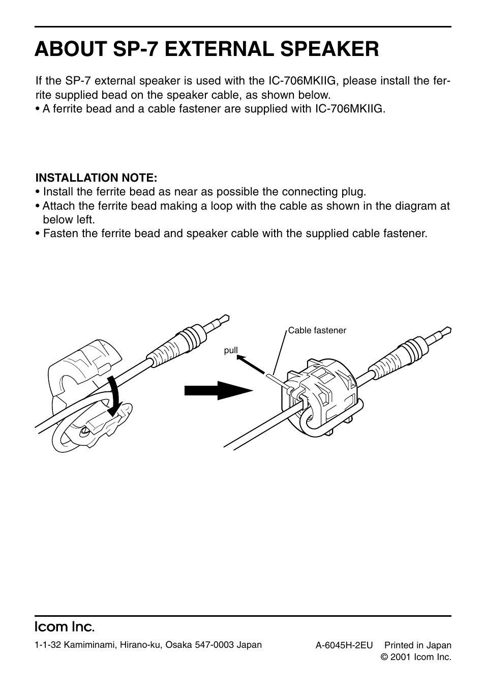 About sp-7 external speaker, Count on us | Icom I706MKTMG User Manual | Page 75 / 75