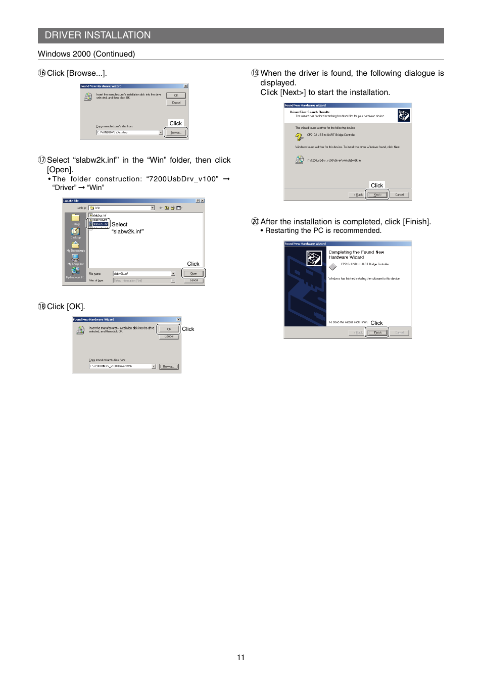 Driver installation | Icom IC-7200 User Manual | Page 11 / 19