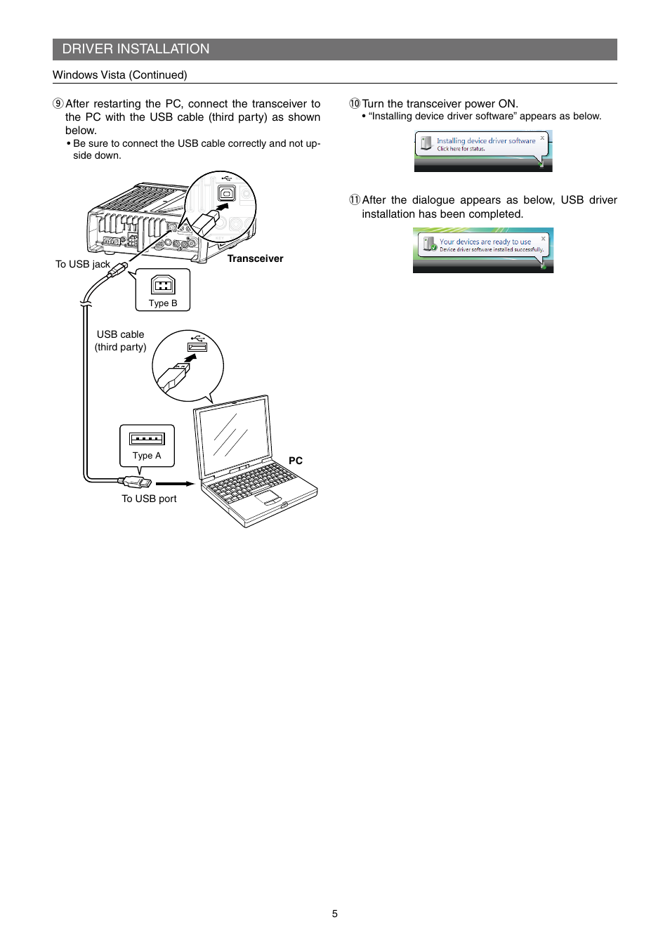 Driver installation | Icom IC-7200 User Manual | Page 5 / 19