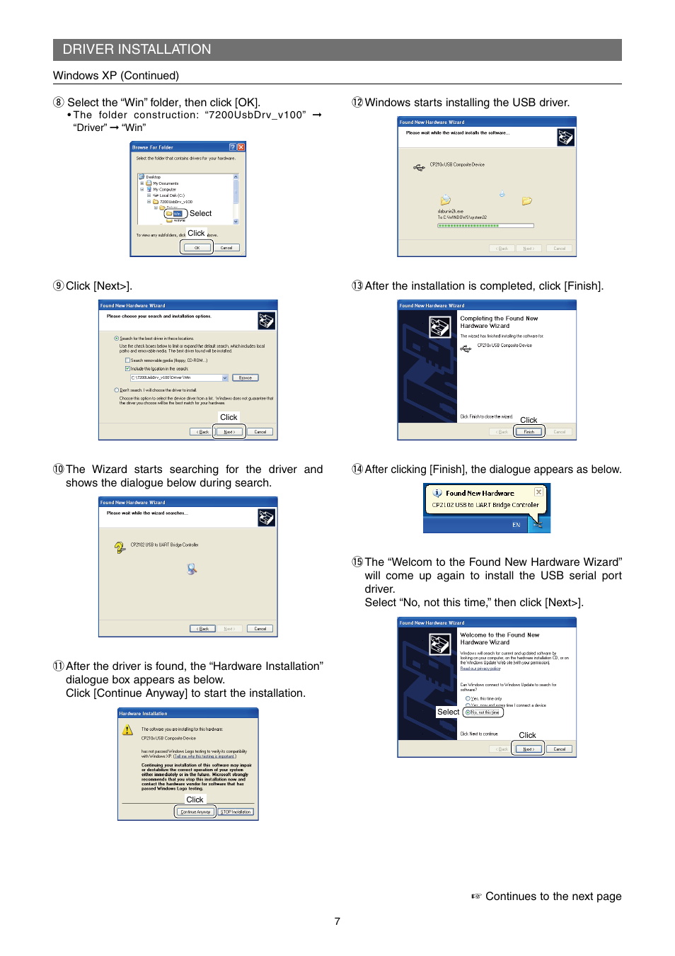 Driver installation | Icom IC-7200 User Manual | Page 7 / 19