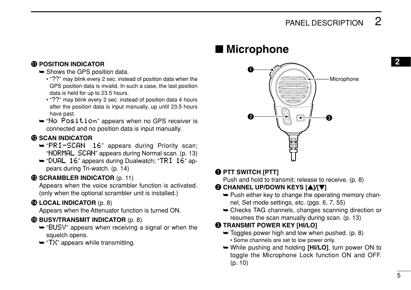 Microphone | Icom IC-M504 User Manual | Page 11 / 80