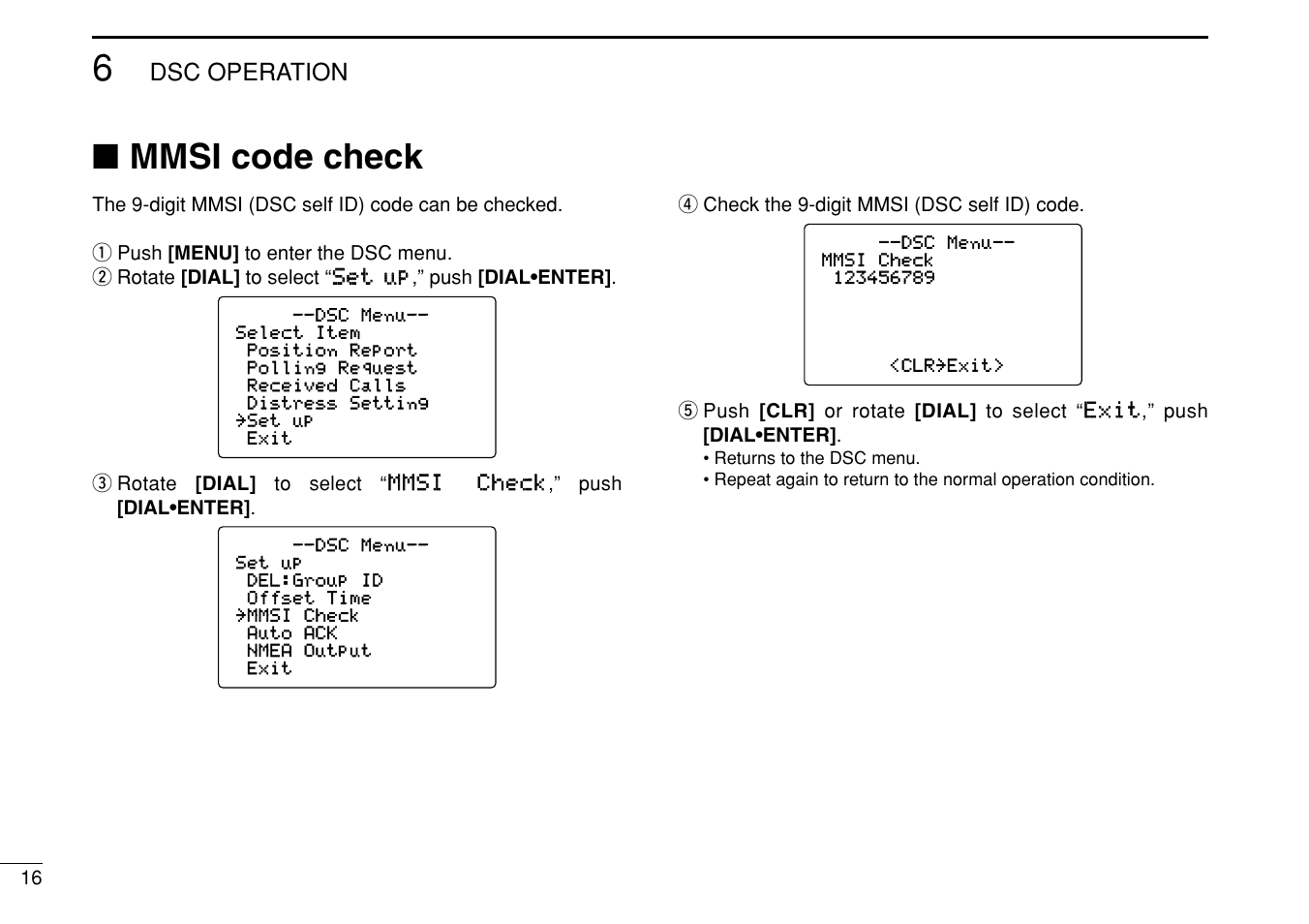 Mmsi code check | Icom IC-M504 User Manual | Page 22 / 80