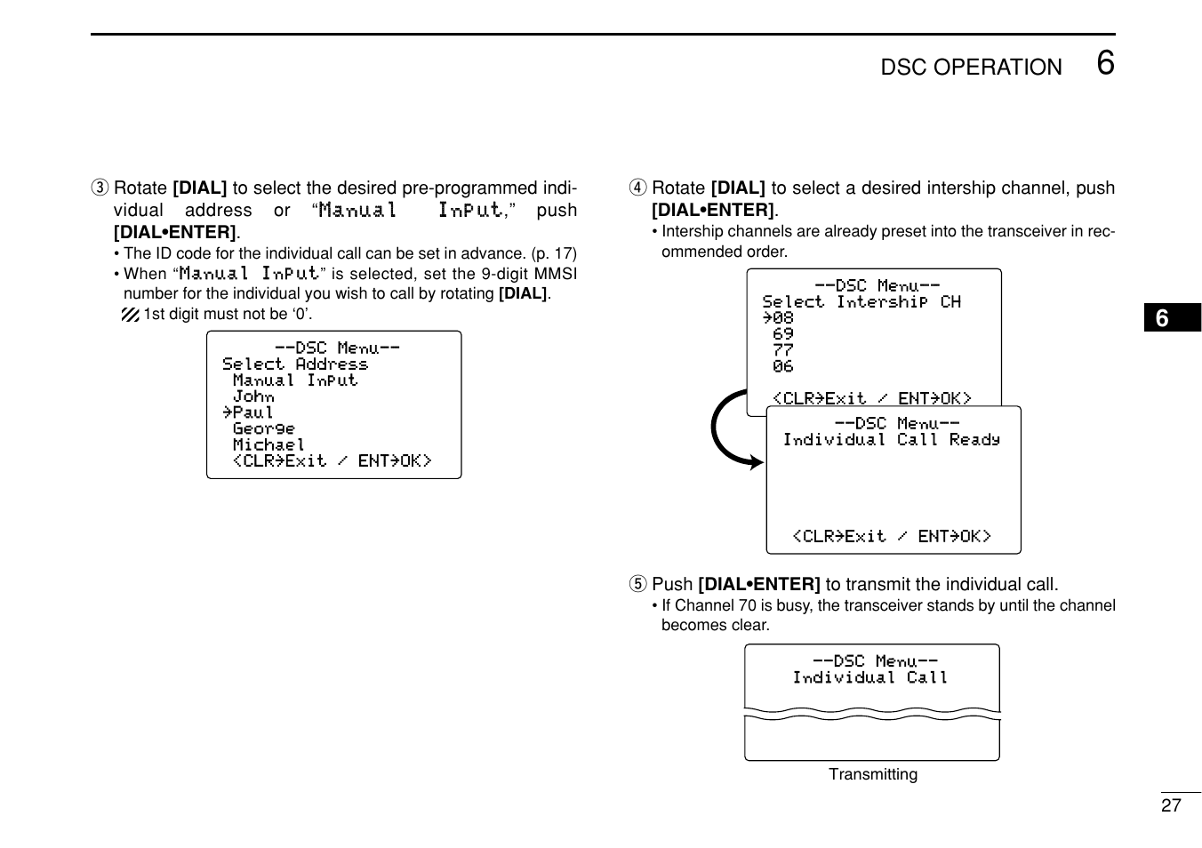 Dsc operation | Icom IC-M504 User Manual | Page 33 / 80