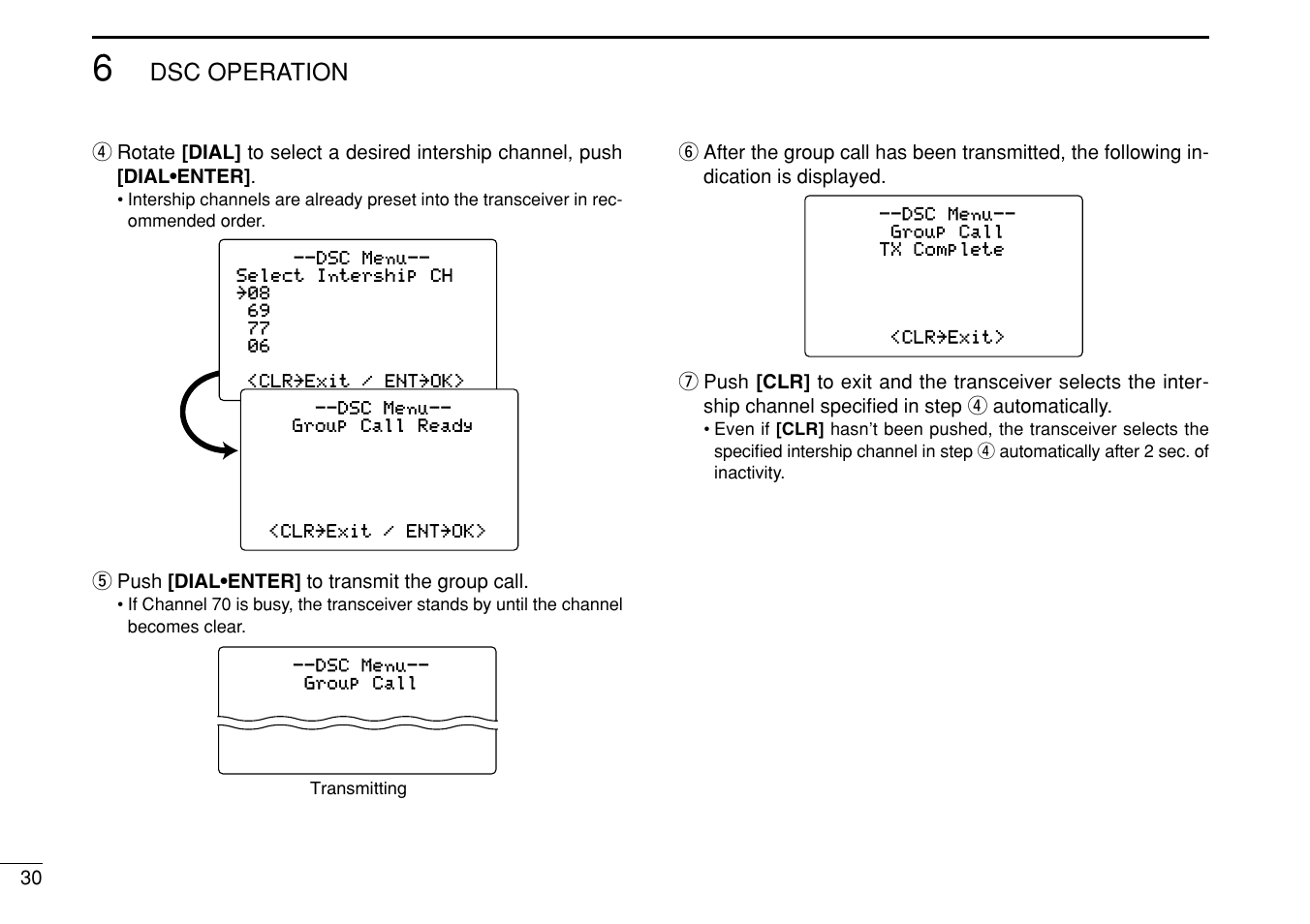 Dsc operation | Icom IC-M504 User Manual | Page 36 / 80