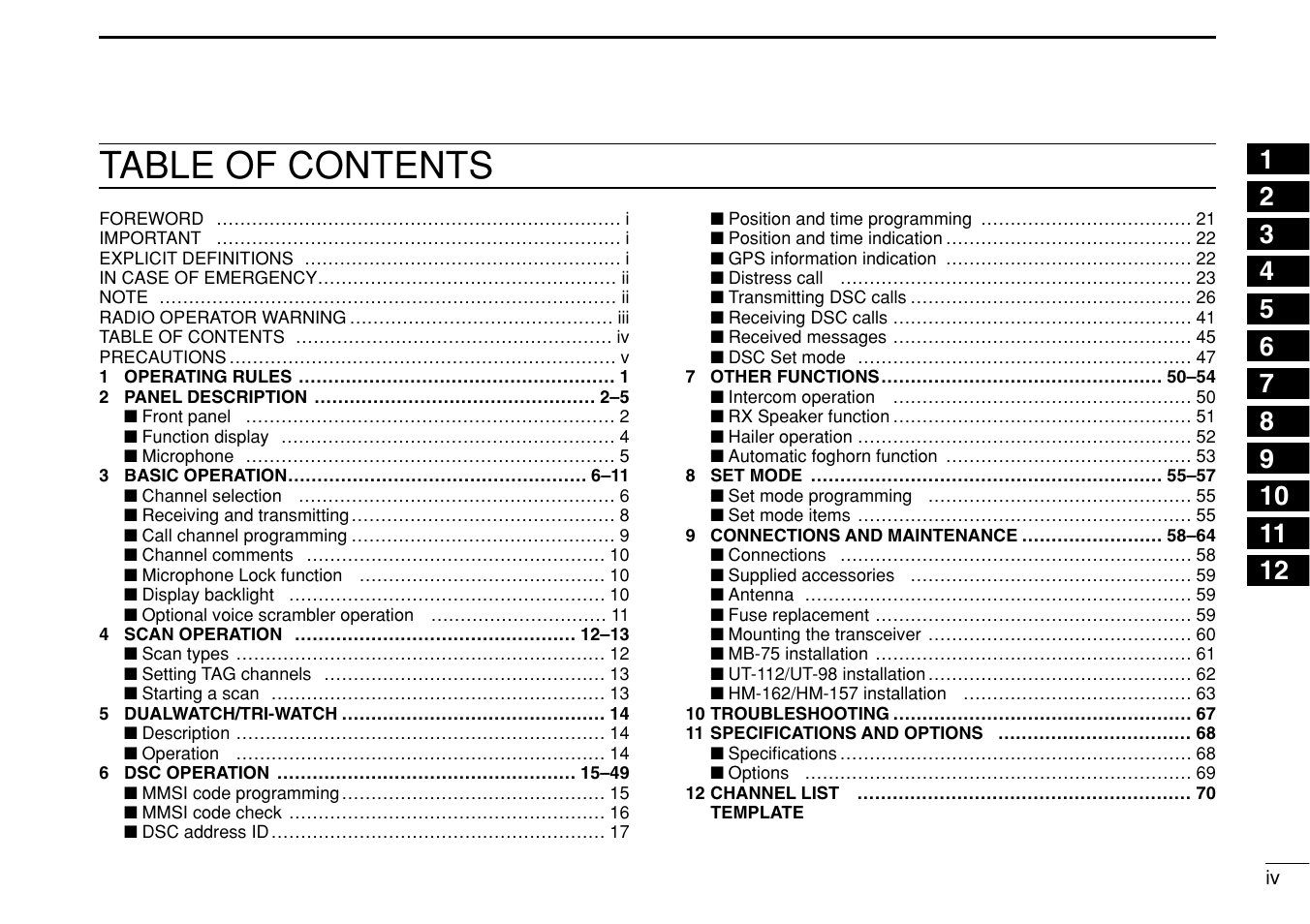 Icom IC-M504 User Manual | Page 5 / 80