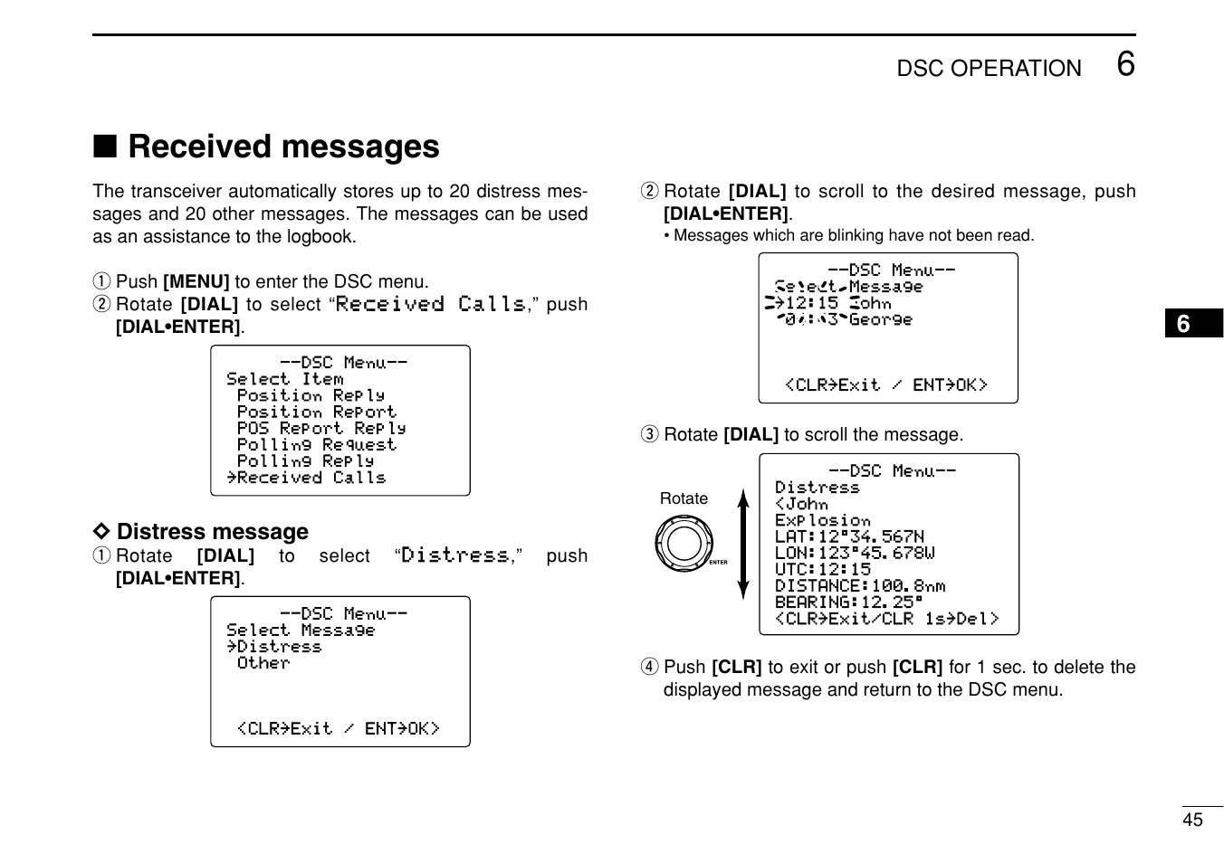 Received messages | Icom IC-M504 User Manual | Page 51 / 80