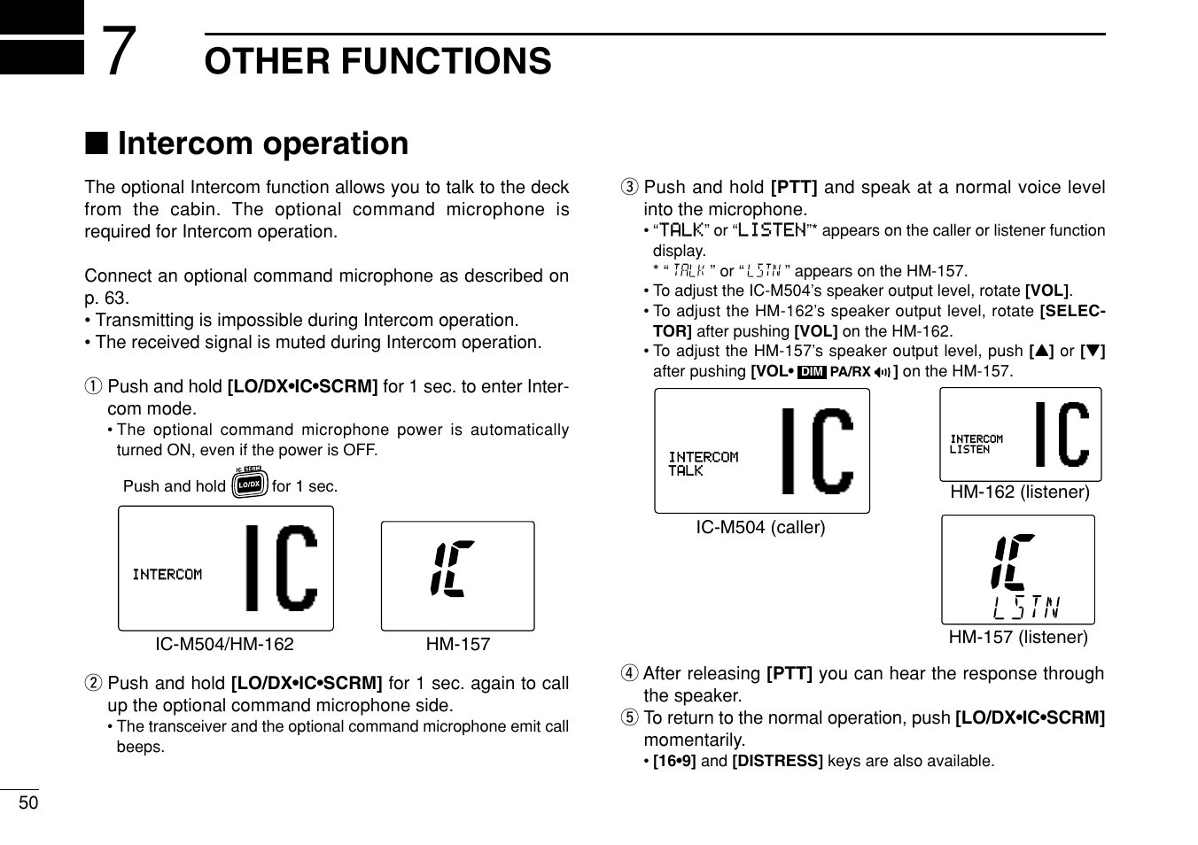 Other functions, Intercom operation | Icom IC-M504 User Manual | Page 56 / 80