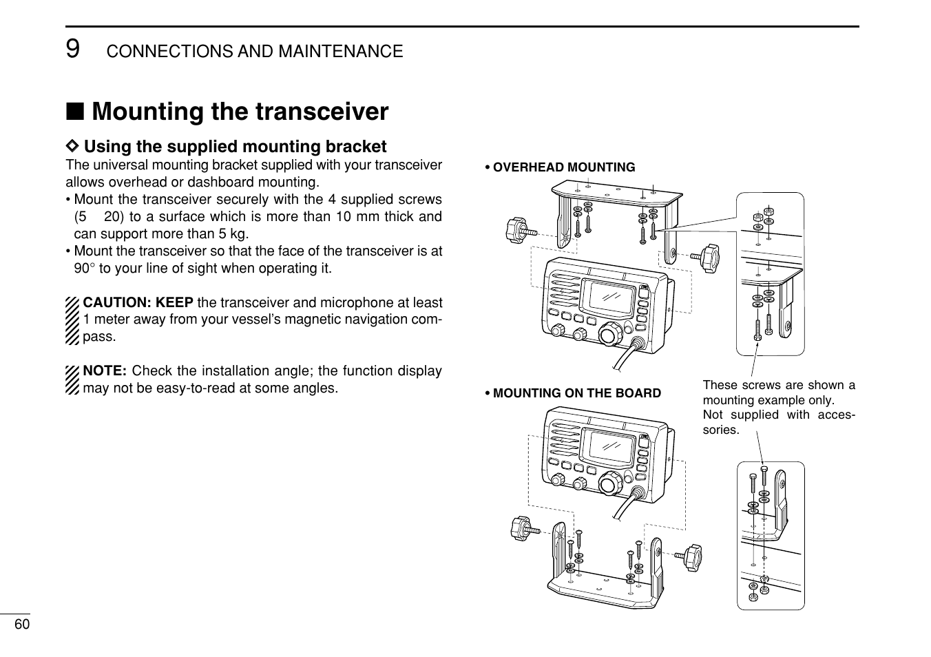 Mounting the transceiver | Icom IC-M504 User Manual | Page 66 / 80