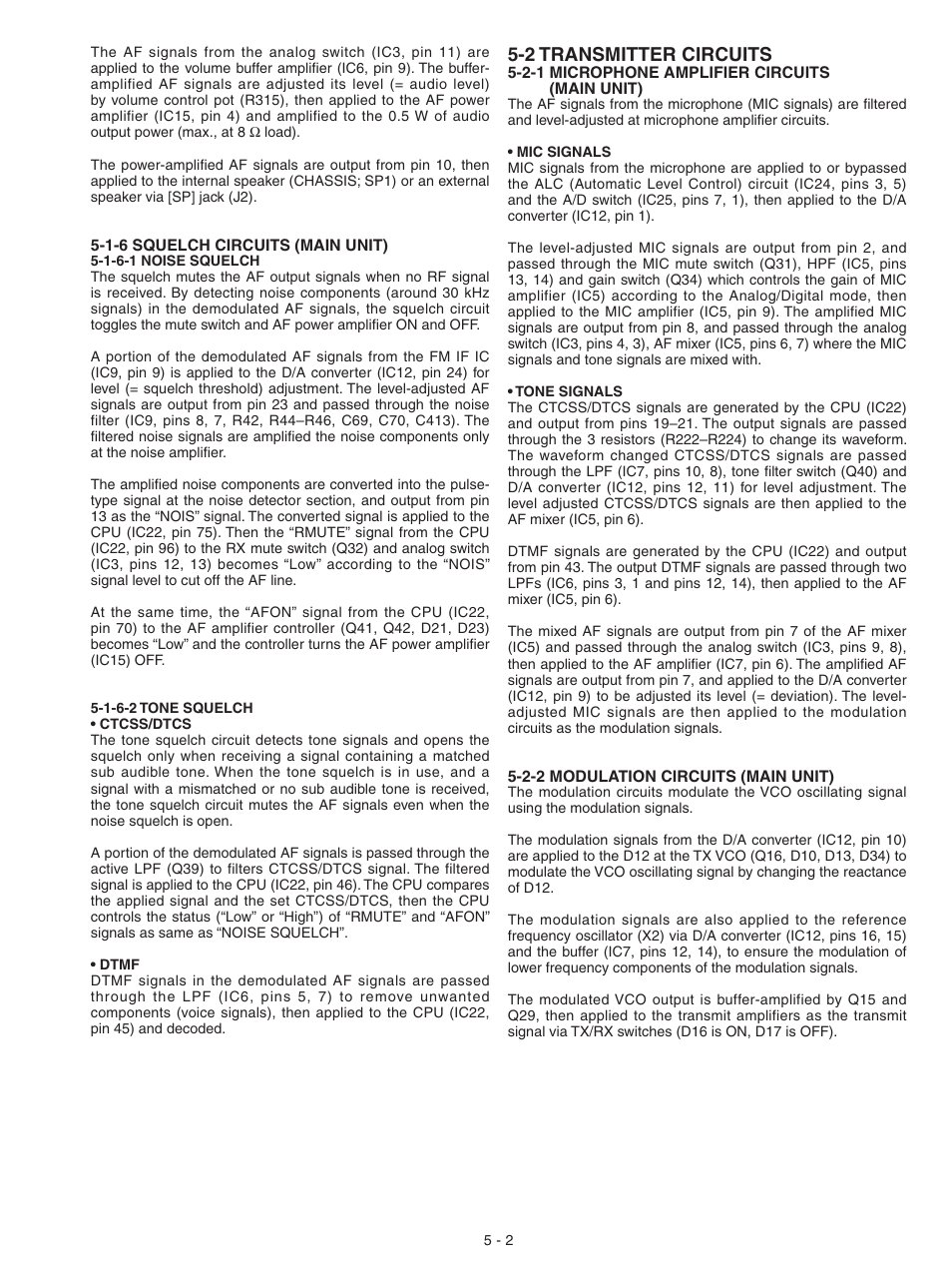 Transmitter circuits, 2 transmitter circuits | Icom IC-F3021S User Manual | Page 9 / 36