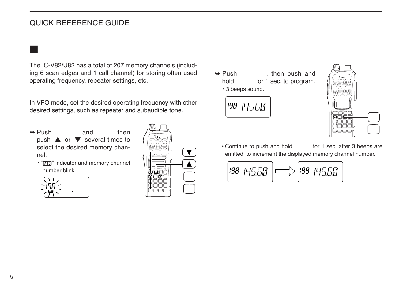 Quick reference guide | Icom IC-U82 User Manual | Page 12 / 96