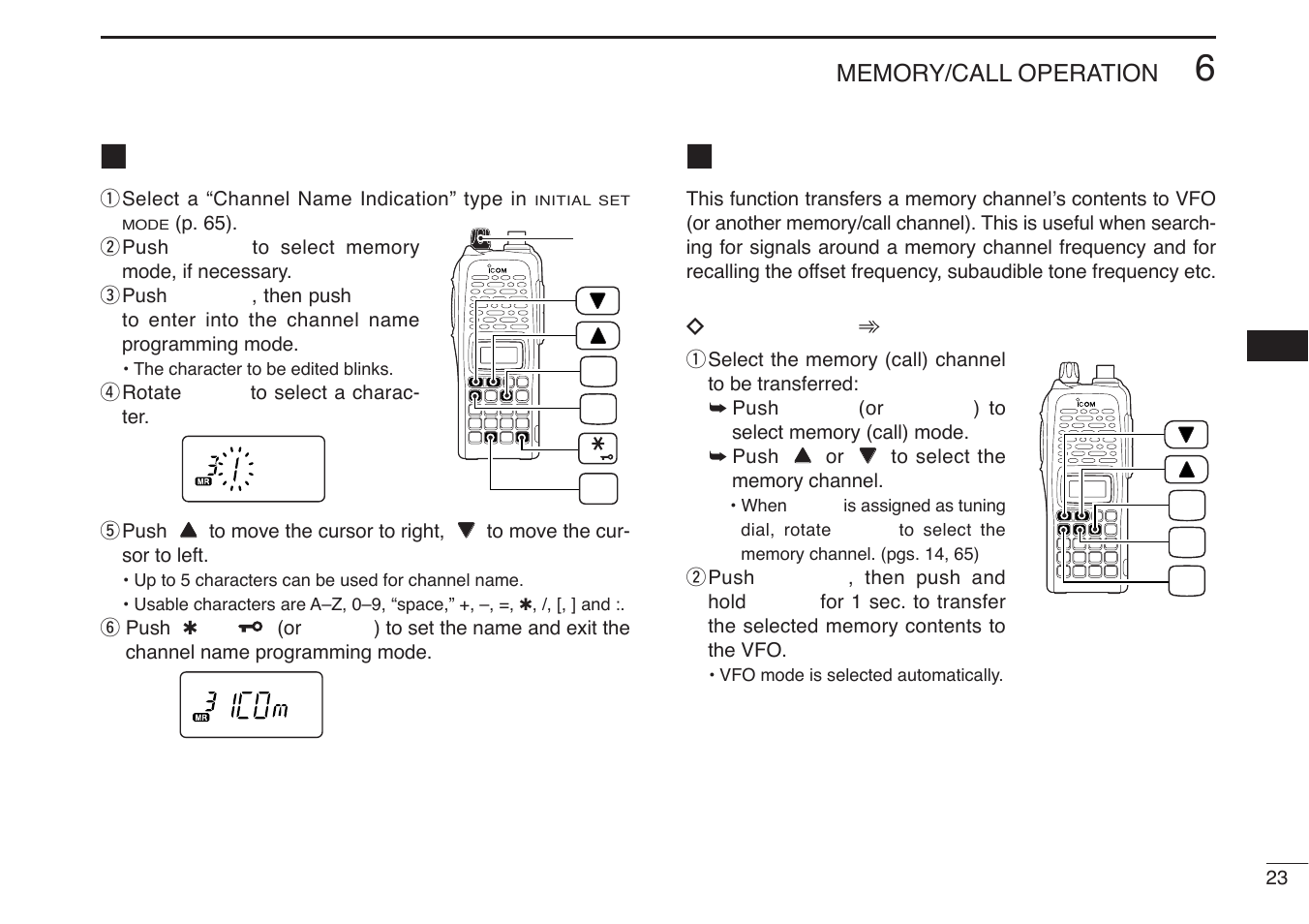 Channel name programming | Icom IC-U82 User Manual | Page 35 / 96