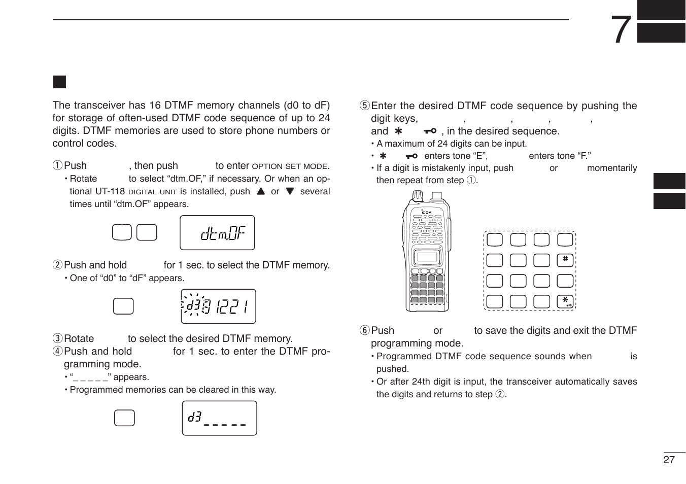 Programming a dtmf code sequence | Icom IC-U82 User Manual | Page 39 / 96
