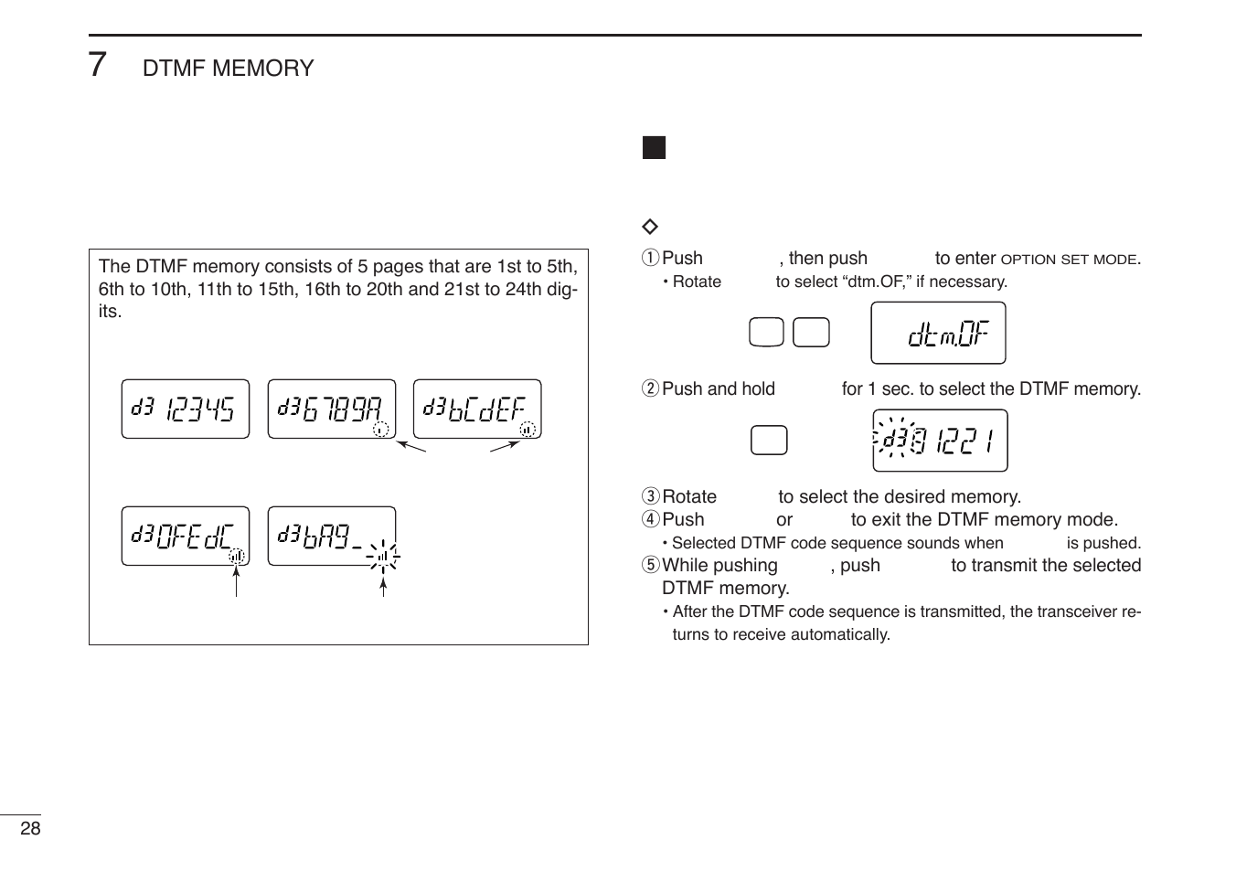 Transmitting a dtmf code sequence | Icom IC-U82 User Manual | Page 40 / 96