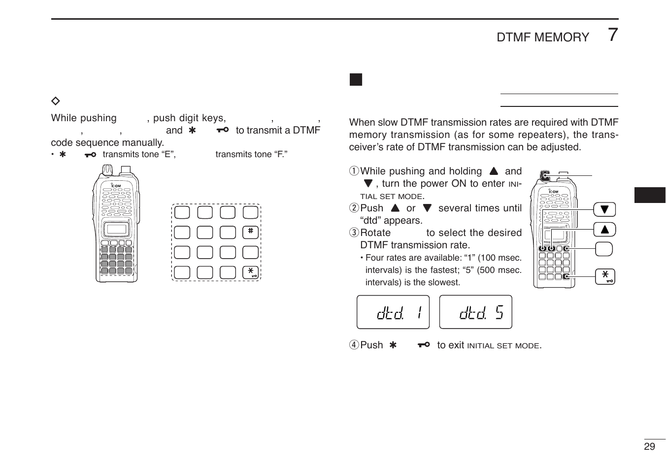 Dtmf transmission rate, Dmanual dtmf code transmission | Icom IC-U82 User Manual | Page 41 / 96