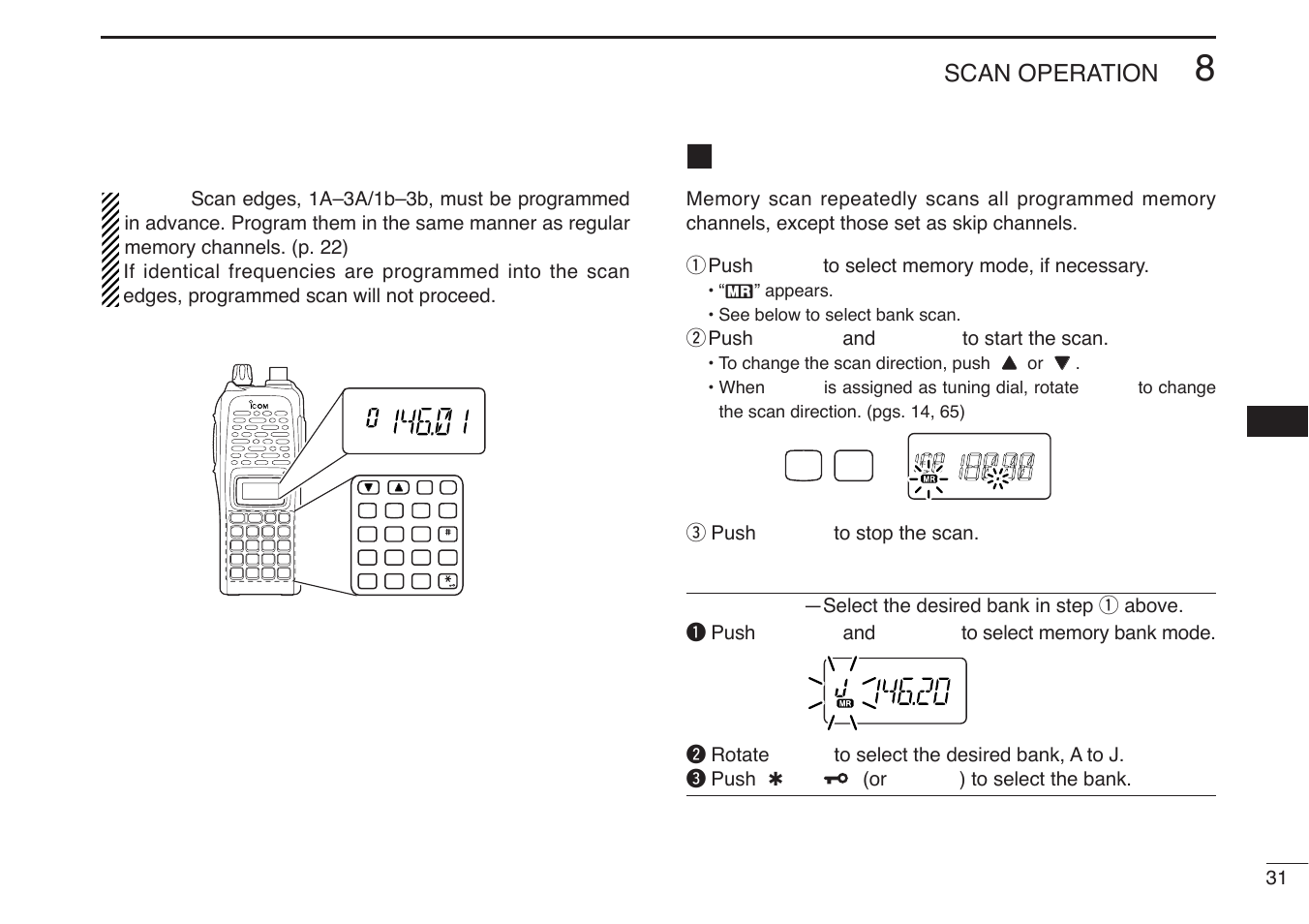 Scan operation | Icom IC-U82 User Manual | Page 43 / 96