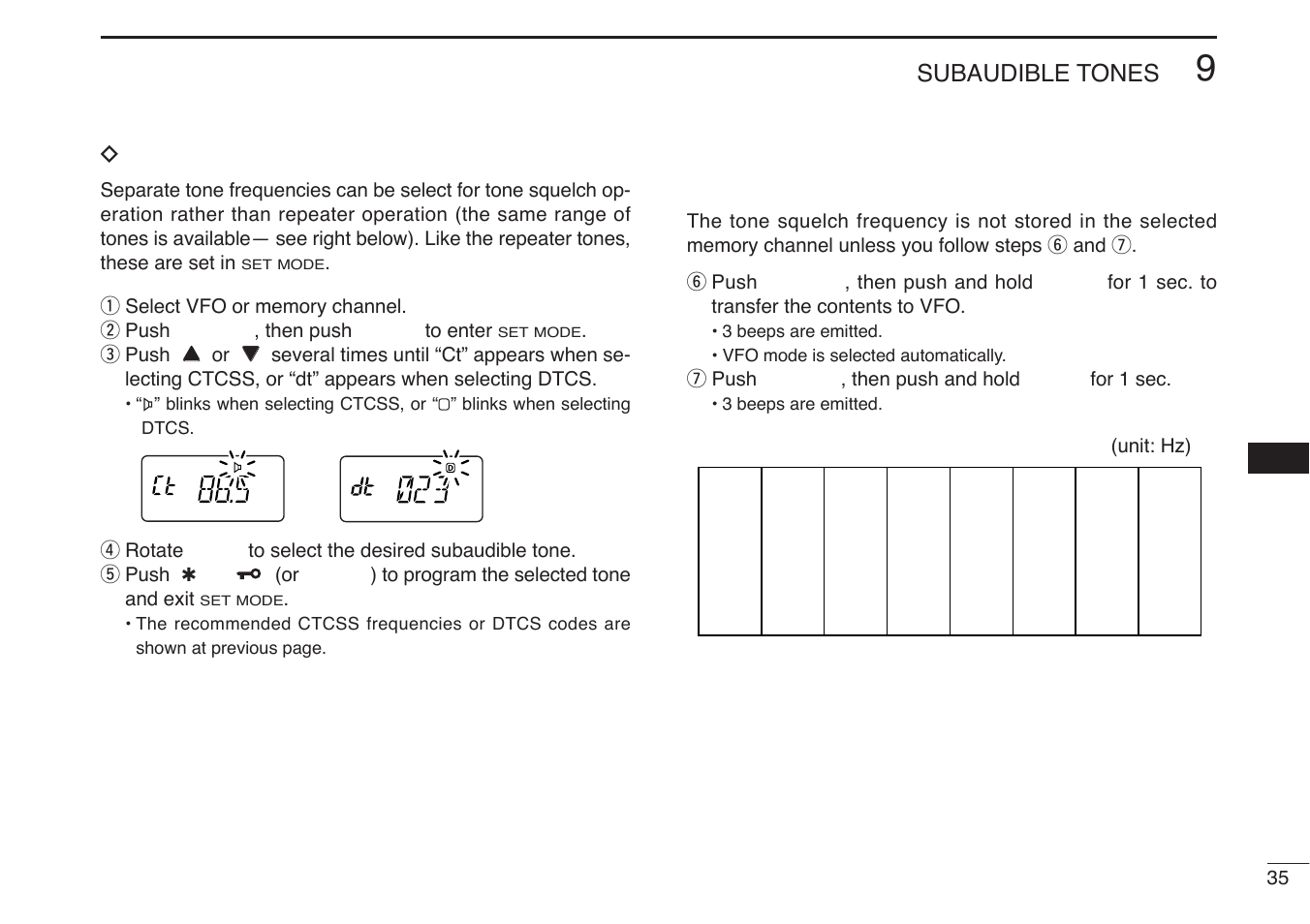 Subaudible tones | Icom IC-U82 User Manual | Page 47 / 96