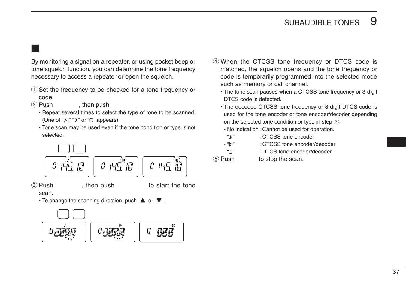 Tone scan, Subaudible tones | Icom IC-U82 User Manual | Page 49 / 96