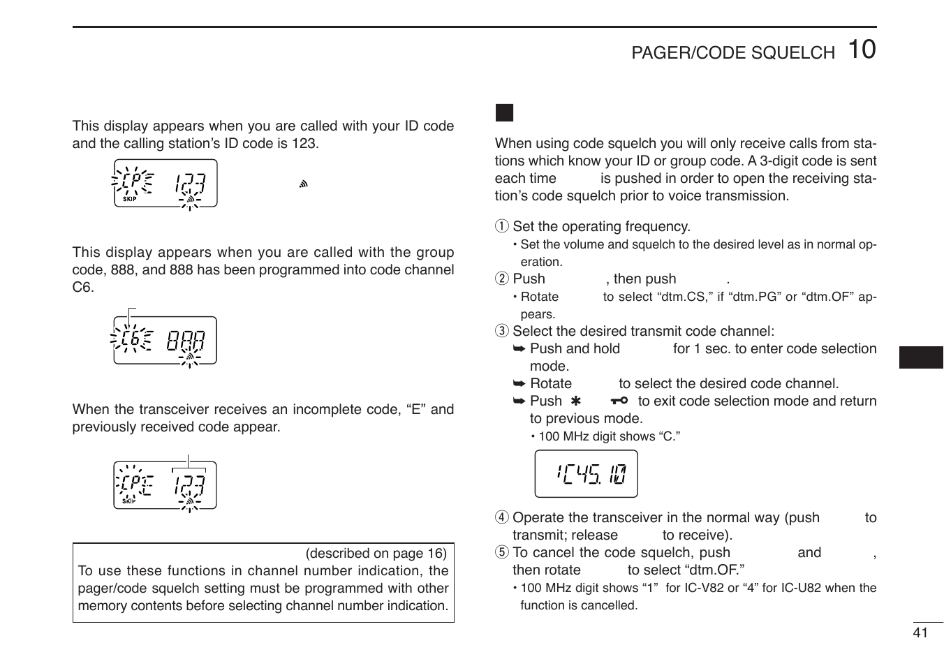 Code squelch | Icom IC-U82 User Manual | Page 53 / 96