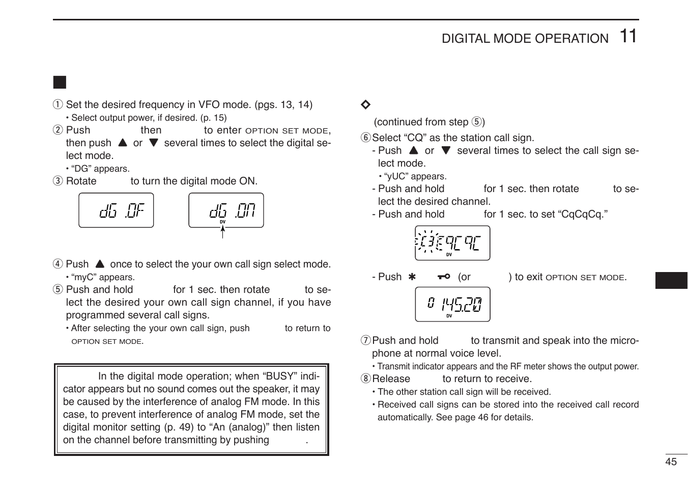 Digital voice mode operation | Icom IC-U82 User Manual | Page 57 / 96