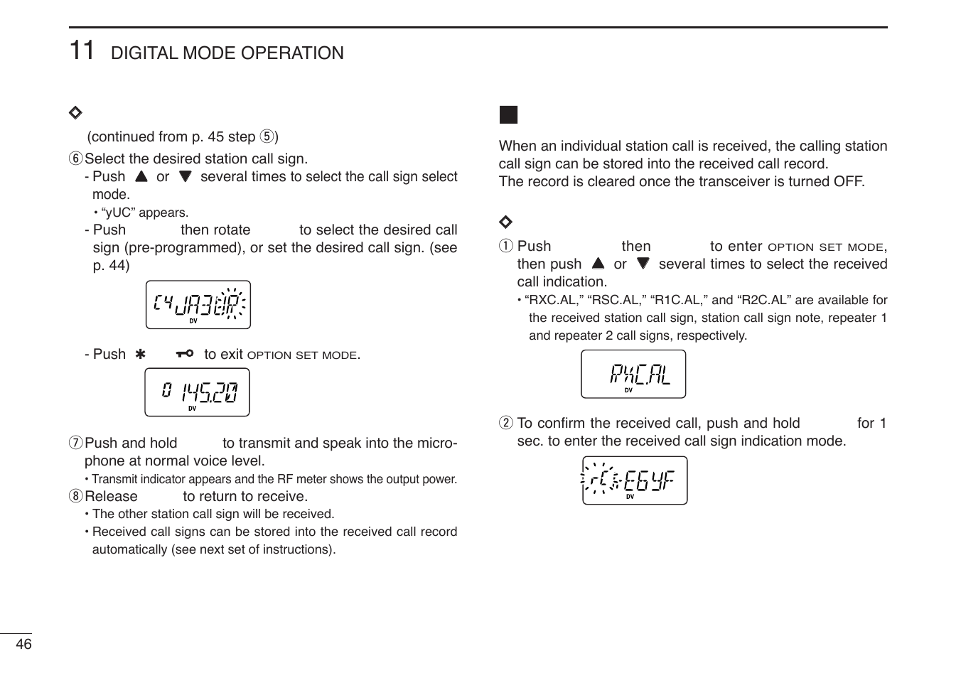 When receiving a digital call | Icom IC-U82 User Manual | Page 58 / 96