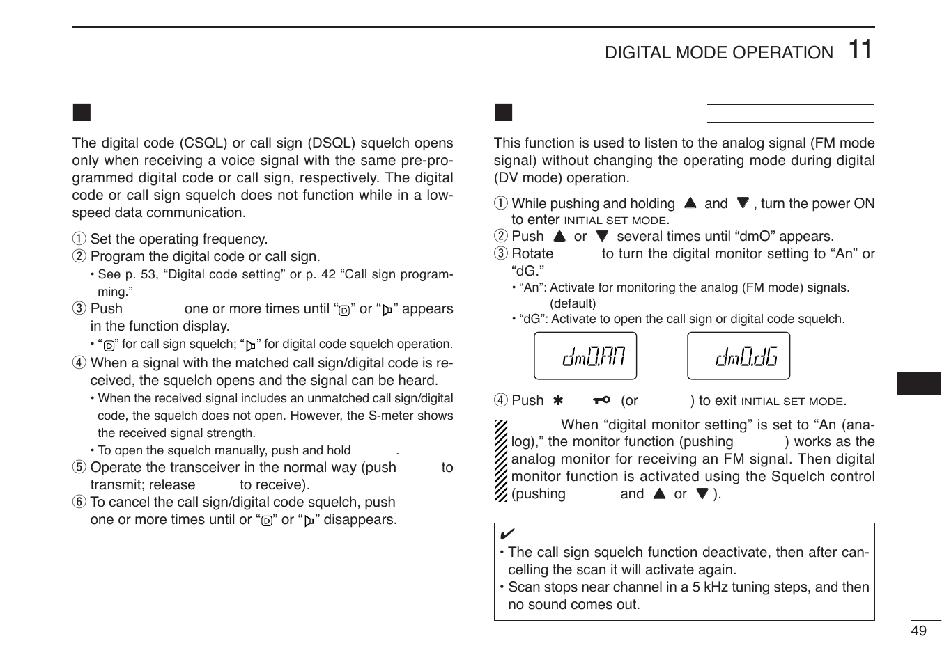 Digital squelch functions, Digital monitor | Icom IC-U82 User Manual | Page 61 / 96