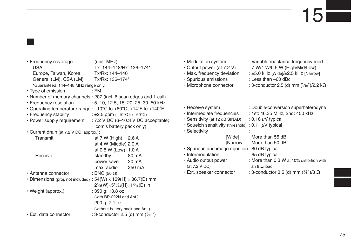 Specifications, Ic-v82, General | Transmitter, Receiver | Icom IC-U82 User Manual | Page 87 / 96