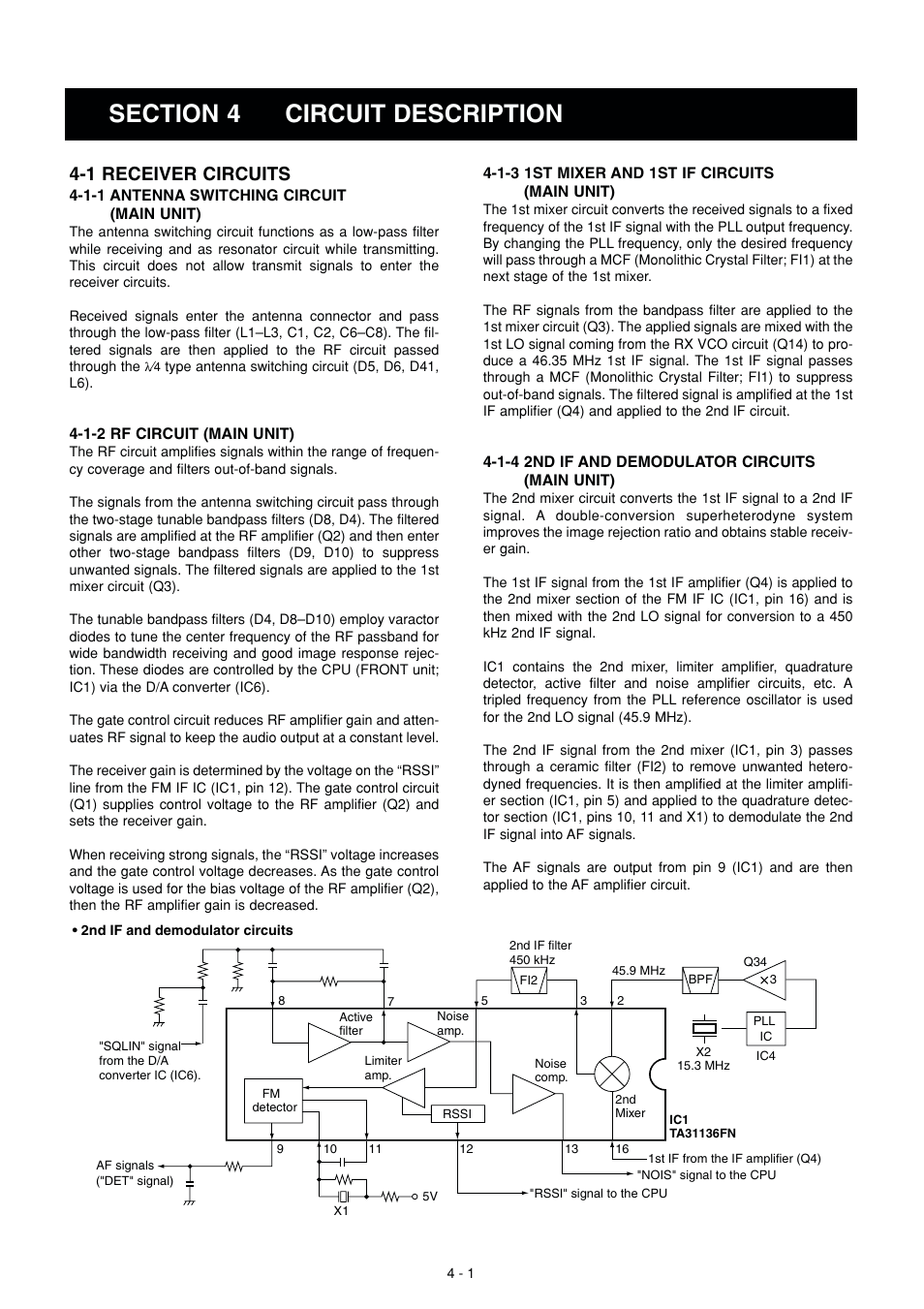 Circuit description, Receiver circuits, 1 receiver circuits | Icom IC F121S User Manual | Page 7 / 74