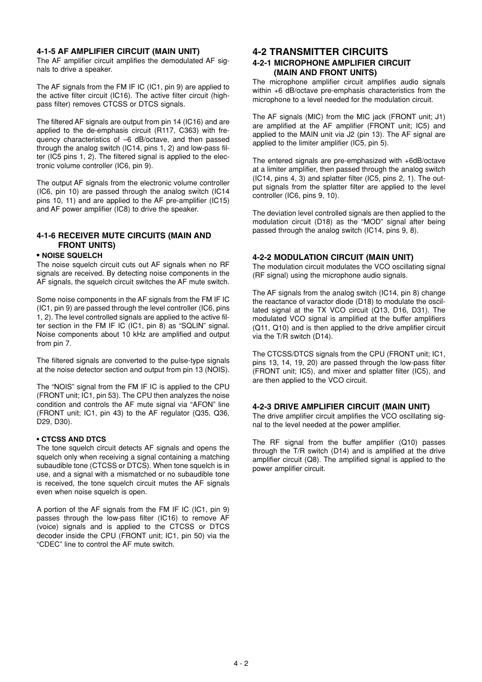 Transmitter circuits, 2 transmitter circuits | Icom IC F121S User Manual | Page 8 / 74