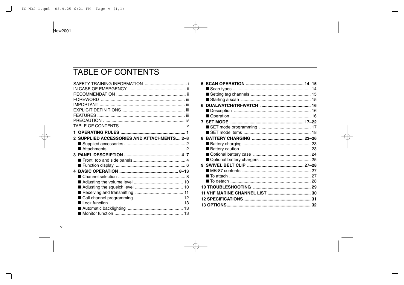 Icom IC-M32 User Manual | Page 6 / 40