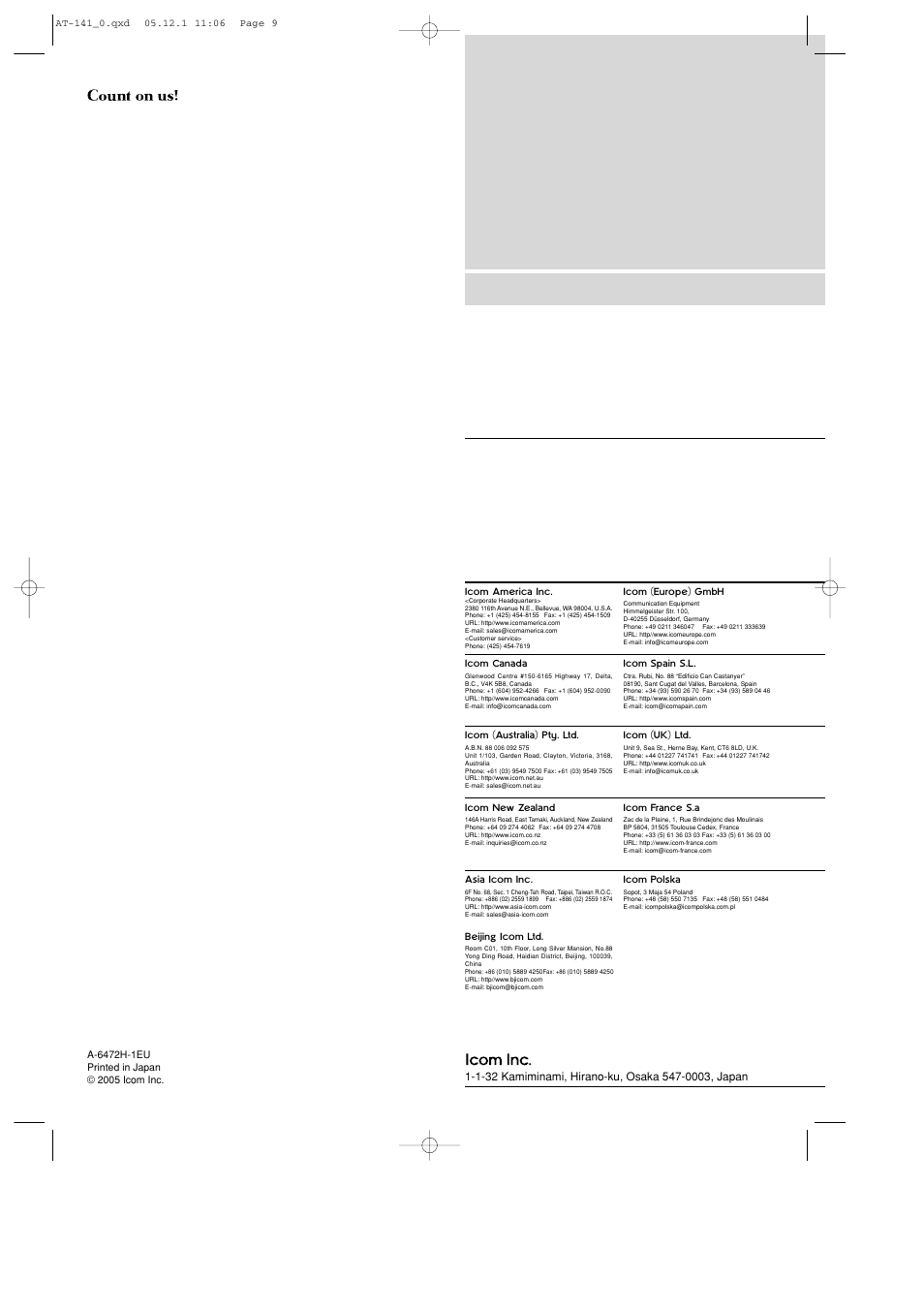 2001 new | Icom AT-141 User Manual | Page 11 / 11