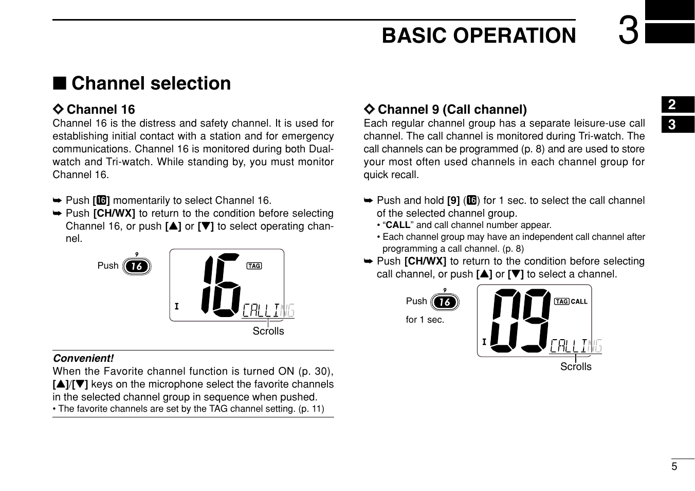 Basic operation, Channel selection | Icom iM304 User Manual | Page 11 / 48