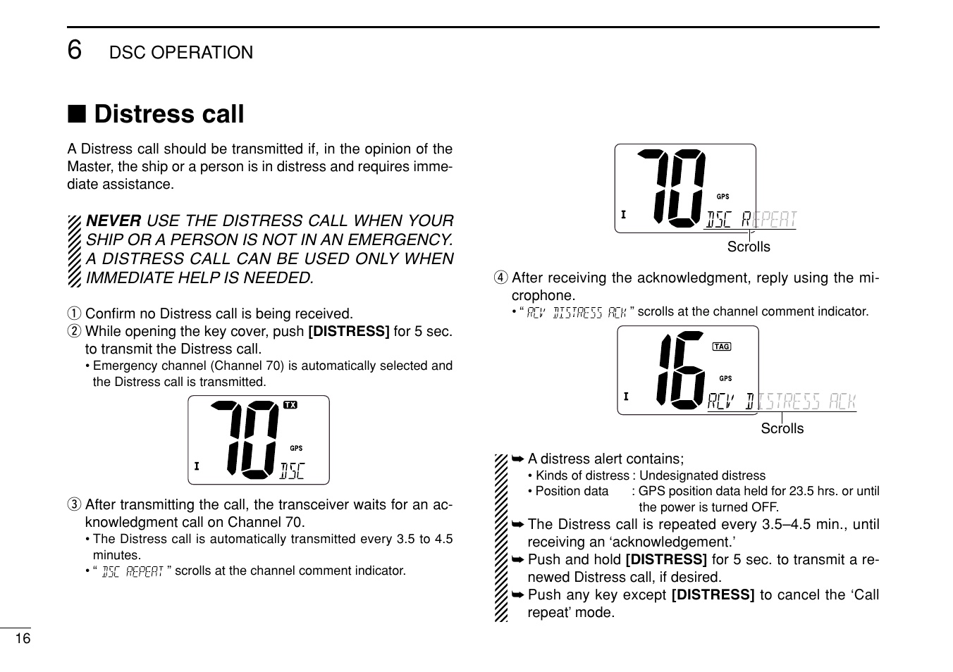 Distress call | Icom iM304 User Manual | Page 22 / 48