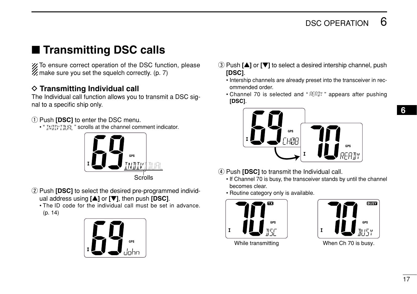 Transmitting dsc calls | Icom iM304 User Manual | Page 23 / 48