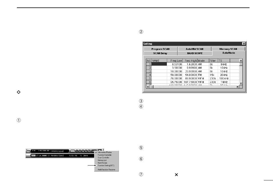 Automatic mode selection | Icom COMMUNICATION RECEIVER IC PCR100 User Manual | Page 23 / 44